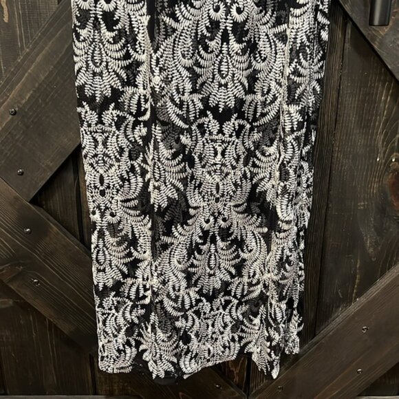 Aqua Maxi Dress S Black White Ruffle Overlay Lace Off Shoulder Party Dress Boho - Picture 4 of 10